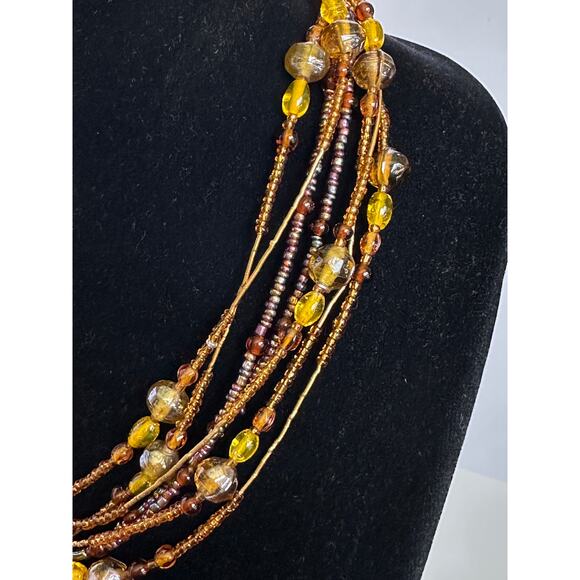 Multi Layered Beaded Necklace - Picture 2 of 3